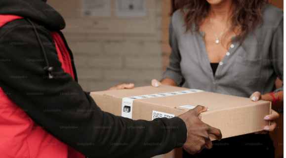 Someone receiving a package.