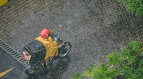 A dispatch rider on his bike.